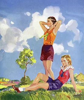 Summers: Two young ladies out for a countryside walk