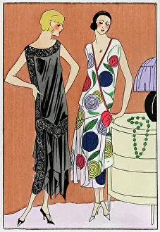 Chiffon: Two young ladies in dresses by Doucet