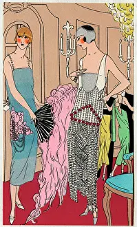 Sleeveless: Two young ladies in evening dresses by Beer