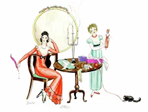 Unwrapping: Two young ladies by a table