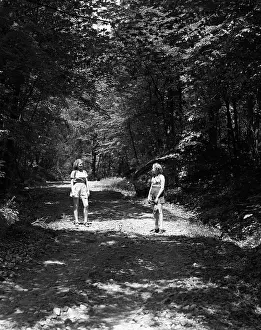Two Young Ladies Woods Nature