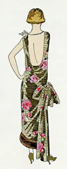 Premet: Young lady in backless evening gown by Premet