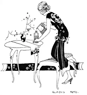 Peto: Young lady filling up a decanter