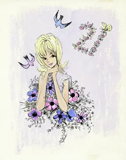 Lyne: Young lady with flowers