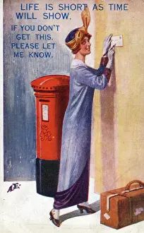 Letterbox: Young lady (off on her hols!) sends a quick postcard