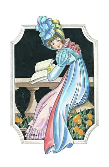 Stiebel: Young lady sitting reading a book