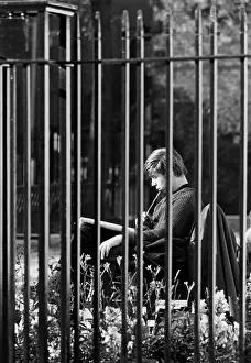 Young man asleep in a park