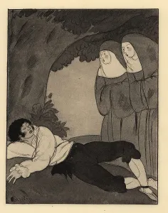 Nouvelles: A young man is discovered by two nuns sleeping under a tree