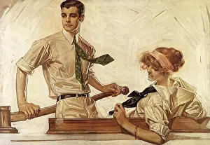 Leyendecker: A Young Man and Woman Relax