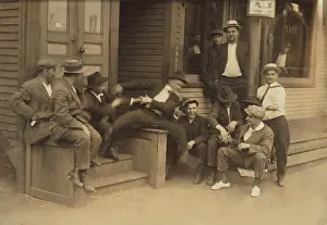 Bsloc1606: Young men hanging around a saloon in Chicopee Falls