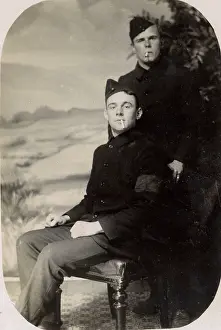 Smokers: Two young men in military uniform, WW1