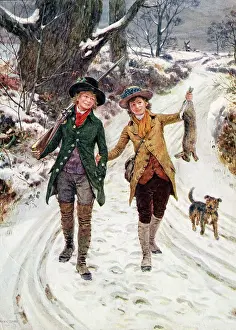 Footprints: Young men returning home in the snow