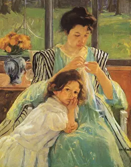 Cassatt: Young Mother Sewing, by Cassatt