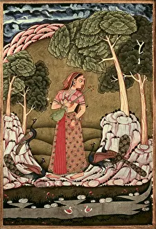 Hyderabad: Young princess playing veena (string instrument)