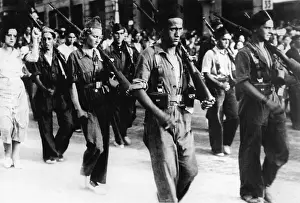 Militiamen: Young Republican fighters on their way to the front, 1936