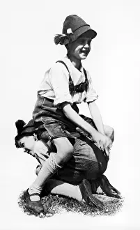 Lederhosen: Two young Schuhplattler, 1933