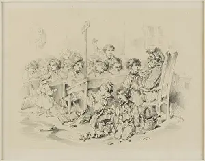 Schoolboy: Young students and their teacher in a classroom