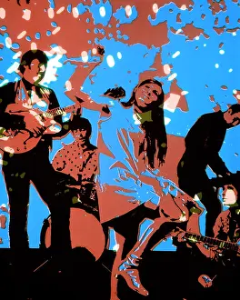 Discotheque: Young Woman Dancing with Musicians Behind Her in Disco Cl
