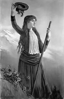 Retaining: Young woman hiking