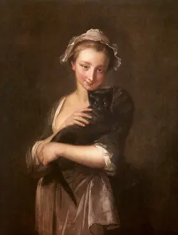 1720: Young Woman Holding a Cat