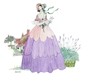 Doig: Young woman picking lavender