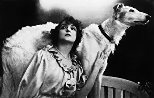 Borzoi: Young woman with a Russian Wolfhound