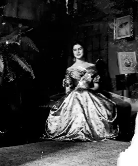 Satin: Young woman in satin dress, Italy