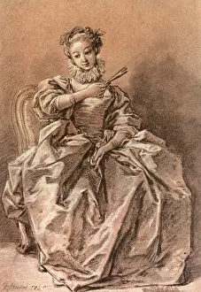 1750s: Young Woman Seated... by Boucher