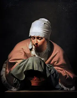 Allegorical: A Young Woman Warming her Hands over a Brazier: Allegory of