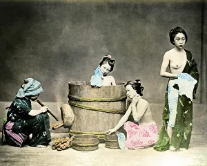 Bathtub: Young women bathing, Japan
