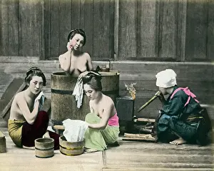 Bathtub: Young women bathing, Japan