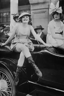 Legwear: Three young women in bathing suits perched on a