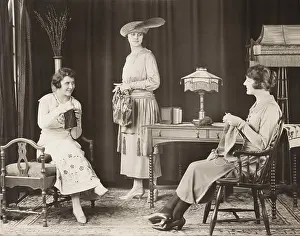 Ov1606: Young women knitting at home
