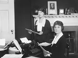 Short Hair: Young women office workers at White House during