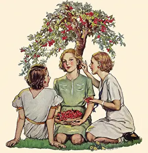 Cherries: Young Women use Cherries as Earrings