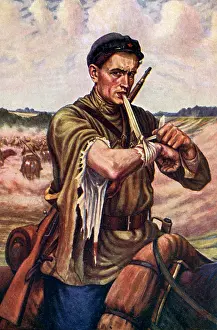 Bandaging: Young wounded Russian Revolutionary Soldier