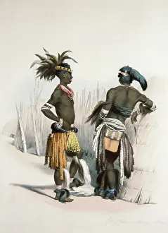 Angas: Young Zulus in dancing costumes, 1849