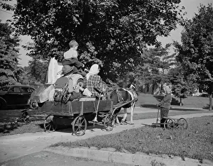 Donation: Youngsters collecting scrap on a pony cart