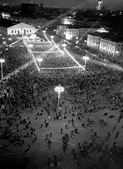 Manezhnaya: Yu.Gagarin's flight celebration in Moscow