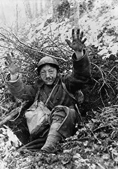 Surrenders: A Yugoslav soldier surrenders, 1941