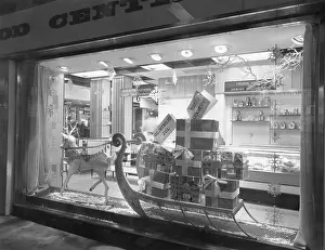 Yuletide: Yuletide festive window display with reindeer and sleigh