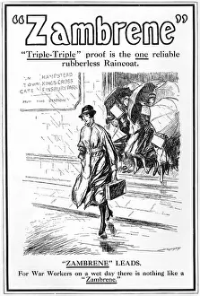 Raincoats: Zambrene raincoat advertisement, WW1