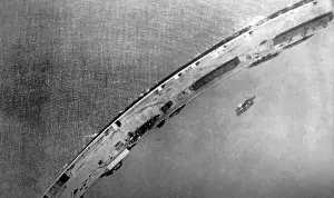 Zeebrugge: The Zeebrugge Mole from the air in 1918