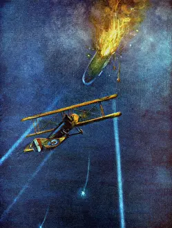 Dirigible: Zeppelin airship shot down by Leefe Robinson at