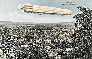Zeppelin airship over Stuttgart, Germany