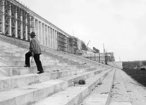 Scaffolding: The Zeppelin grandstand under construction, 1936