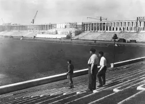 Scaffolding: The Zeppelin grandstand under construction, 1936