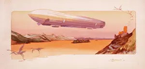Graceful: Zeppelin hovering over a river