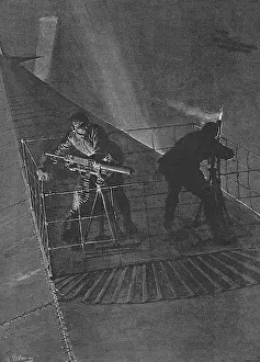 Zeps: Zeppelin machine gunners by Matania, WW1