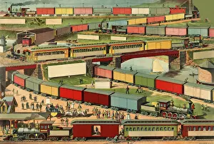 Railroads: Zig-Zag Train, Vintage Poster, 1885